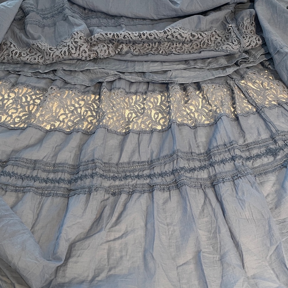 Free People Dusty Blue Sleeveless Maxi Dress Laced Embroidered Size Small - Picture 10 of 11